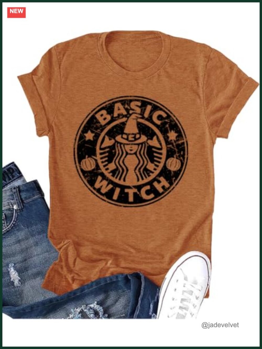 Witch Graphic Tee Polyester Blend Women Halloween T-Shirt Crew Neck Short Sleeve